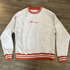 Champion Reverse Weave Sweatshirt Size Large. Heather Gray and Burnt Orange